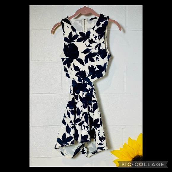 UK2LA size Small Floral Tropical Print Open Back Dress - Picture 2 of 6